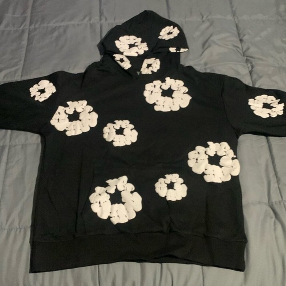 Denim Tears ‘The Cotton Wreath’ Black Hoodie Men’s Large
